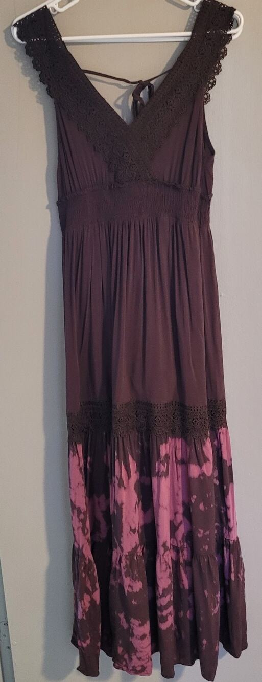 Women's dress long purple tie dye lace size small by doe & Rae